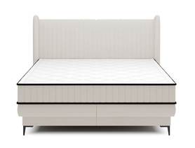 Kontinentalbett 160x200 cm Daliano mit Stauraum in cremigem Velvet