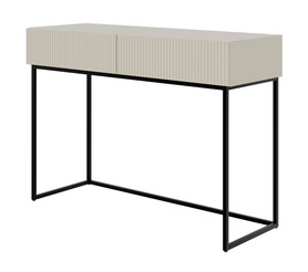 Schminktisch Veldio mit gefräster Front und zwei Schubladen 110 cm Grau Beige mit schwarzen Beinen
