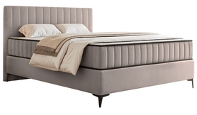 Kontinentalbett 140x200 cm Mufasso mit Stauraum, graubeige hydrophobe Velours