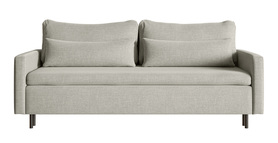 Schlafsofa für drei Personen Umpro mit Stauraum in graubeige Boucle