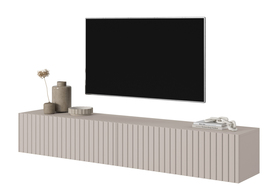 TV-Schrank Telire 175 cm Grau-Beige mit lamellenförmiger Eiche Artisan Front