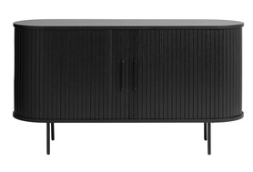 Kommode Gativel 140x76 cm Lamellen Eiche Schwarz