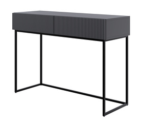 Kosmetiktisch Veldio mit gefräster Front und zwei Schubladen 110 cm Schwarz mit schwarzen Beinen
