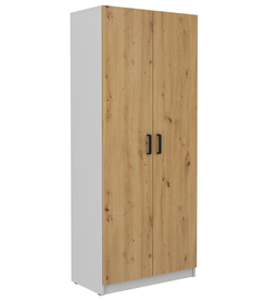 Zweiflügeliger Schrank Stundly mit fünf Regalen 80 cm Grau/Artisan-Eiche