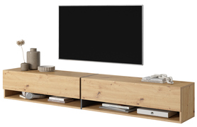 TV-Schrank Mirrgo 200 cm Eiche Handwerker mit graphitfarbenen Einsätzen