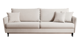 Schlafsofa für drei Personen Volio beige Velvet wasserabweisend schwarze Beine