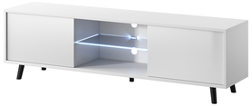 TV-Schrank Lefyr 140 cm Mattweiß / Hochglanzweiß