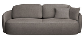 Ausziehbare Dreisitzer-Sofa Savoy mit Stauraum in hellbraunem Boucle.
