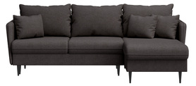 Ecksofa mit Schlaffunktion Volio L-förmig dunkelgrau Chenille schwarze Beine