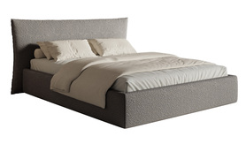 Polsterbett 180x200 cm Softie mit Stauraum, Metallrahmen, graues Boucle