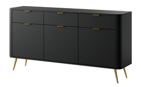 Dreischrankkommode Oval mit Schubladen 160 cm Schwarz