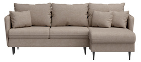 Ecksofa mit Schlaffunktion Volio L-förmig beige Chenille schwarze Beine