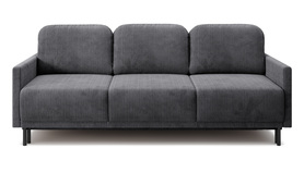 Schlafsofa für drei Personen Hamiel mit Stauraum in blau-grauem Cord.