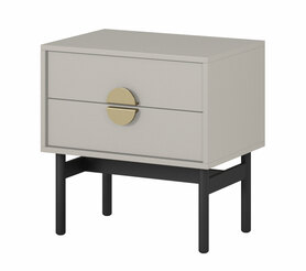 Nachtkommode Stoon mit zwei Schubladen 55 cm Grau Beige