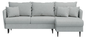 Ecksofa mit Schlaffunktion Volio L-förmig graues Chenille schwarze Beine