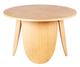 Runder Kaffeetisch Vivially mit einem Durchmesser von 80 cm aus naturbelassenem Eichenholz