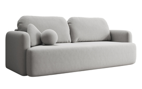 Schlafsofa für drei Personen Lambina mit Stauraum, graues, leicht zu reinigendes Velvet.