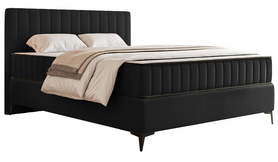 Kontinentalbett 140x200 cm Mufasso mit Stauraum, schwarzes hydrophobes Velvet