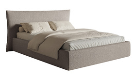 Polsterbett 180x200 cm Softie mit Stauraum, Metallrahmen, hellgraues Boucle