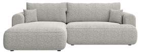 Ecksofa mit Schlaffunktion Ovo L-förmig grau-beige Geflecht linksseitig