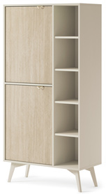 Favoria zweitüriger Regal 80 cm beige/Skandi-Parkett mit goldenen Griffen