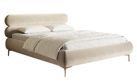 Polsterbett 160x200 cm Roule hellbeige, hydrophobischer Velvet, goldene Füße