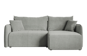 Ecksofa mit Schlaffunktion Mamla L-förmig hellgrau mit Stauraum, hydrophobischer Velours, universell