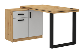Schreibtisch mit Stundly-Kommode mit Umrandung 138 cm Artisan-Eiche/Grau