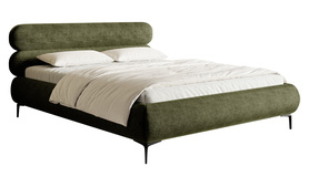 Polsterbett 140x200 cm Roule olivgrüner Chenille schwarze Beine