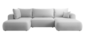 Ecksofa mit Schlaffunktion Ovo U-förmig mit Stauraum graues, pflegeleichtes Velvet, linksseitig