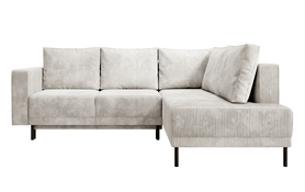 Ecksofa Rodario mit Schlaffunktion und Bettkasten, grau-beige Cord, rechtsseitig