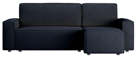 Ecksofa mit Schlaffunktion Copertino L-förmig mit Stauraum in marineblau, hydrophobe Webart, universal