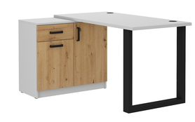 Schreibtisch mit Kommode Stundly 138 cm Grau/Arbeitseiche
