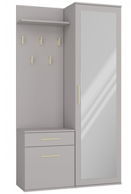 Garderoben-Set Duvio mit Schrank und Spiegel 100 cm grau