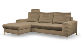 Ecksofa mit Schlaffunktion Buram L-förmig mit Stauraum braun Velvet linksseitig