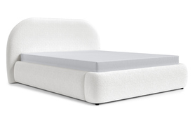 Polsterbett 180x200 cm Ovo creme mit Stauraum, Metallrahmen, Gaslift, Boucle