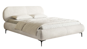 Polsterbett 180x200 cm Ovalle creme Chenille mit schwarzen Füßen