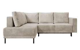 Ecksofa Rodario mit Schlaf-Funktion und Bettkasten, dunkelbeige Cord, linksseitig