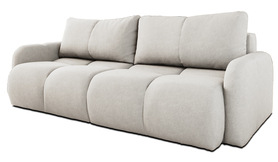 Ecksofa Potto mit Stauraum, cremefarbener Chenille, ausziehbar