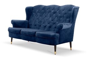 Dreisitzer-Sofa Mabcal in marineblauem Samt