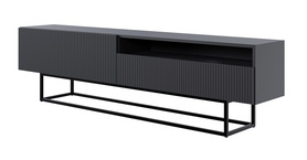 TV-Schrank Veldio mit 175 cm Nische, schwarz mit schwarzen Beinen