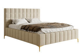 Polsterbett 180x200 cm Szejlo mit Stauraum, Metallgestell, beige Chenille